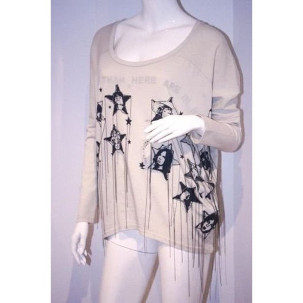SUGAR DADDY Heart Rock FRINGE Off White SHIRT More Stars than Heaven COTTON S